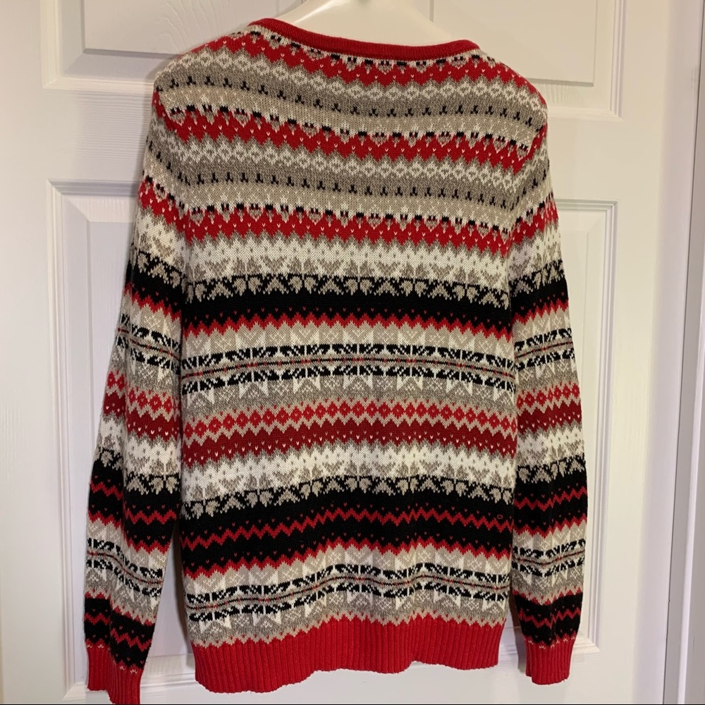 Crystal Kobe Red Black Cream Button Up Sweater L - image 4